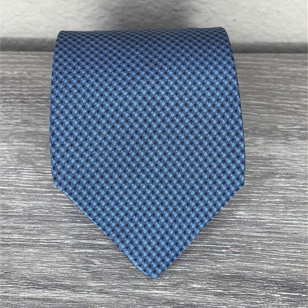 Vitaliano Pancaldi 100% Silk Neck Tie Blue Check Print Designer Luxury Italy